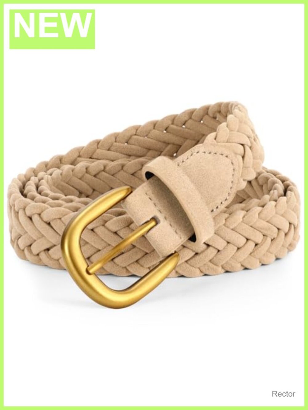 Braided Suede Leather Belt with Gold Buckle for Dresses Jeans